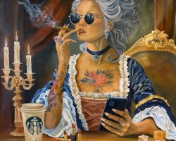 Technique : Huile sur toile de lin<br>
Dimensions : 120×120 cm<br>